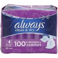Clean & Dry Maxi Thick Large Sanitary Pads With Wings -10 Pads