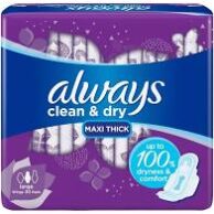 Clean & Dry Maxi Thick Large Sanitary Pads With Wings – 30 Pads